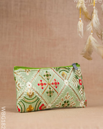 Raw Silk Purse - Embroidery Design - WBG1821 - Clutches & Purses