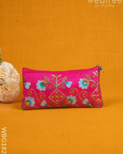 Raw Silk Purse - Embroidery Design - WBG1821 - Clutches & Purses