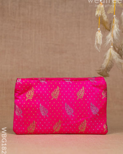 Raw Silk Purse - Leaf Design - WBG1820 - Clutches & Purses