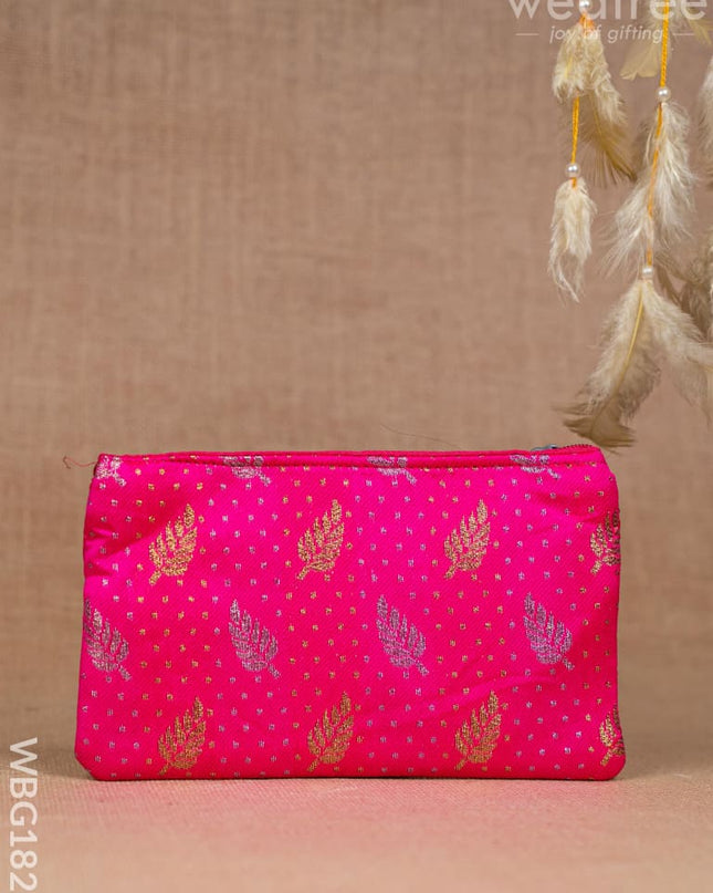 Raw Silk Purse - Leaf Design - WBG1820 - Clutches & Purses