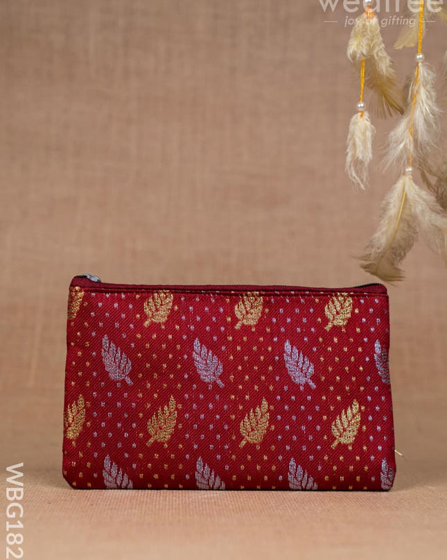 Raw Silk Purse - Leaf Design - WBG1820 - Clutches & Purses