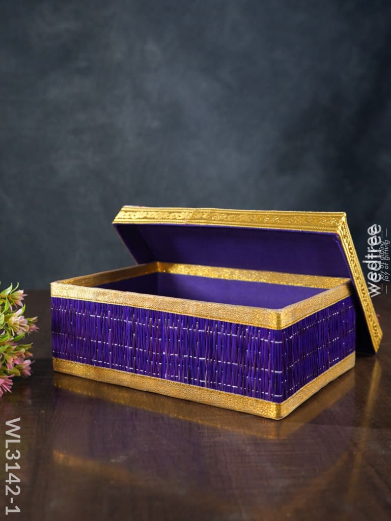 Rectangular Korai With Kalamkari Mat Organizer Box - Wl3142 Wedding Essentials