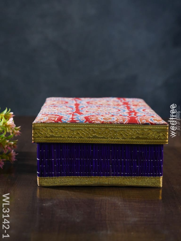 Rectangular Korai With Kalamkari Mat Organizer Box - Wl3142 Wedding Essentials