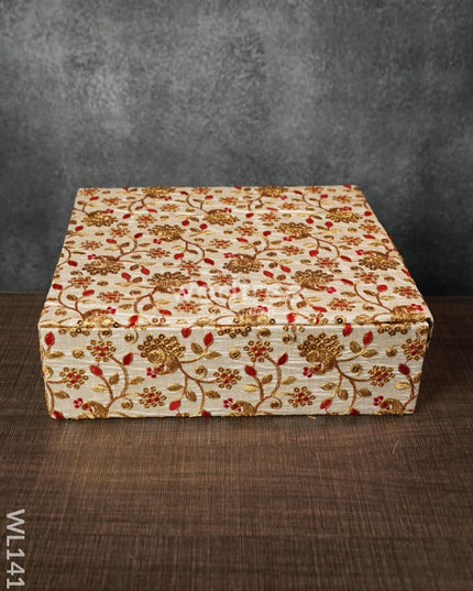 Red And Golden Embroided Floral Jewellery Holder - Squared Wl1415 Organizers