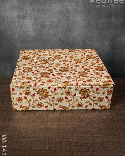 Red And Golden Embroided Floral Jewellery Holder - Squared Wl1415 Organizers