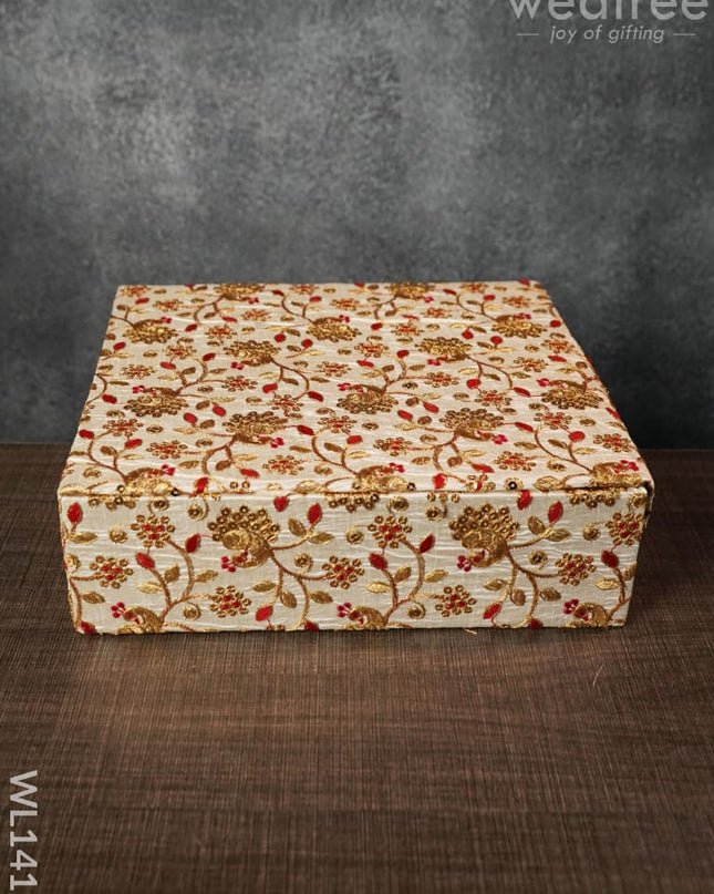 Red And Golden Embroided Floral Jewellery Holder - Squared Wl1415 Organizers