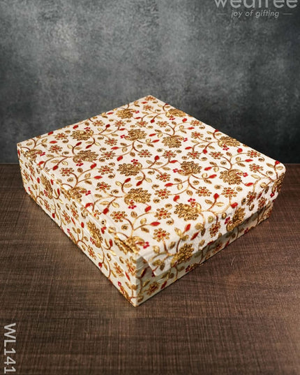 Red And Golden Embroided Floral Jewellery Holder - Squared Wl1415 Organizers