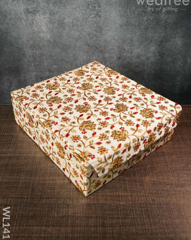 Red And Golden Embroided Floral Jewellery Holder - Squared Wl1415 Organizers