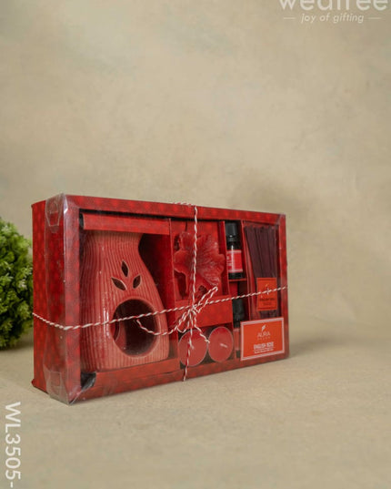 Blue Pottery Diffuser Candle Holder With Rose Oil And Incense Sticks - Wl3505-1 Candles & Votives