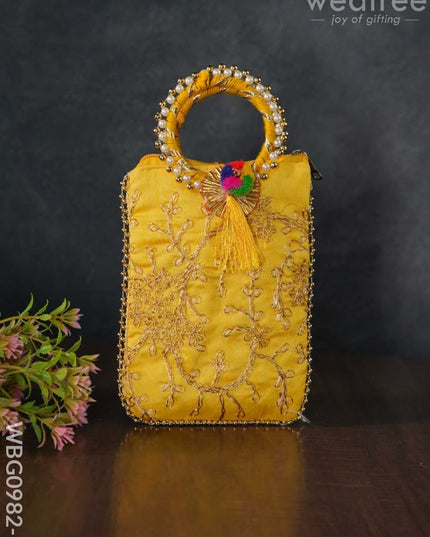 Return Gift Hand Bag With Pearl Handle - 7 Inch Wbg0982-1 Bags