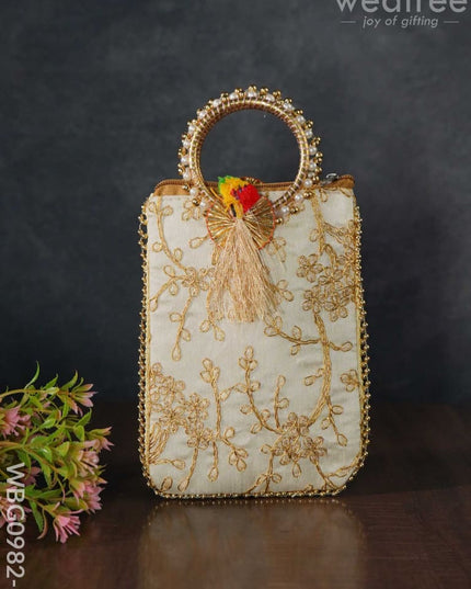 Return Gift Hand Bag With Pearl Handle - 7 Inch Wbg0982-1 Bags
