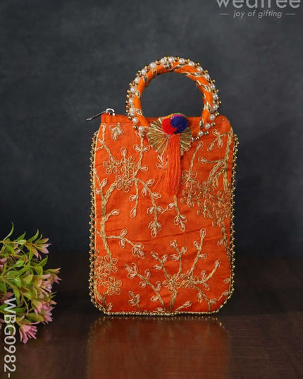 Return Gift Hand Bag With Pearl Handle - 7 Inch Wbg0982-1 Bags