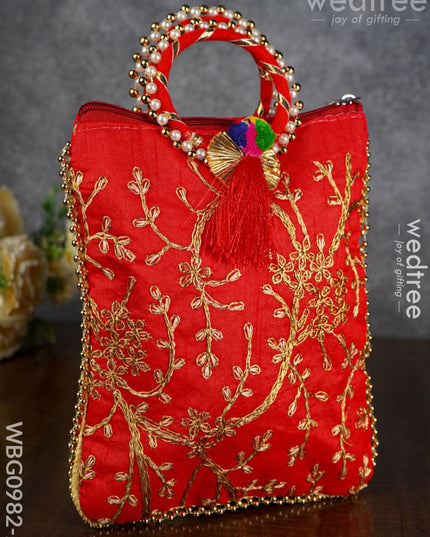 Return Gift Hand Bag With Pearl Handle - 9 Inch Wbg0982-2 Bags