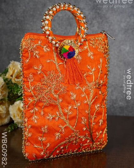 Return Gift Hand Bag With Pearl Handle - 9 Inch Wbg0982-2 Bags