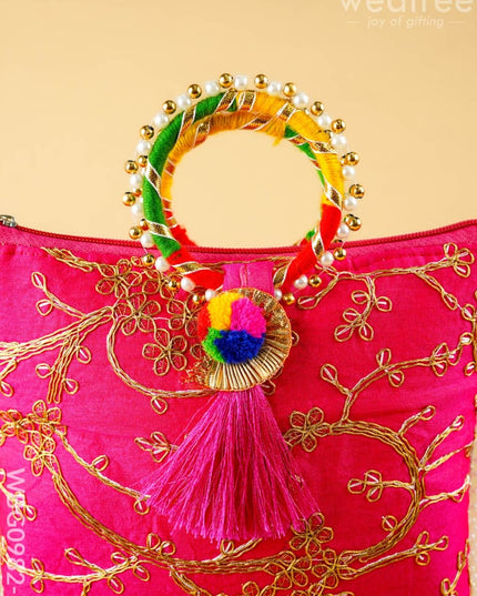 Return Gift Hand Bag with Pearl Handle - 9 inch - WBG0982-2 - Hand Bags
