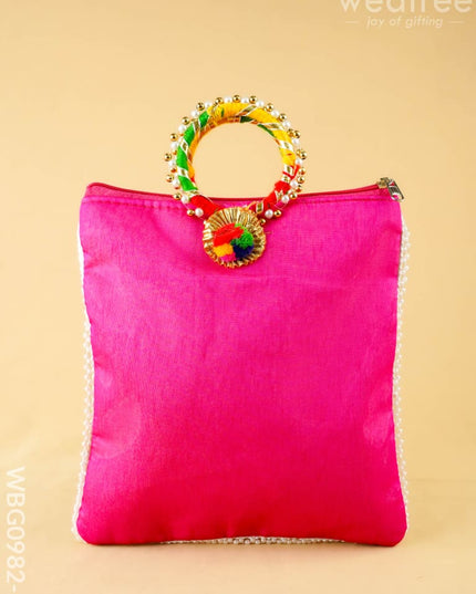 Return Gift Hand Bag with Pearl Handle - 9 inch - WBG0982-2 - Hand Bags