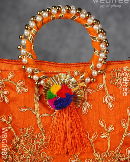 Return Gift Hand Bag With Pearl Handle - 9 Inch Wbg0982-2 Bags
