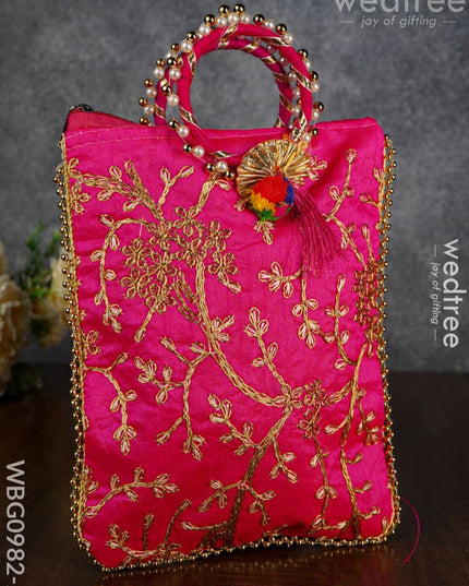 Return Gift Hand Bag With Pearl Handle - 9 Inch Wbg0982-2 Bags