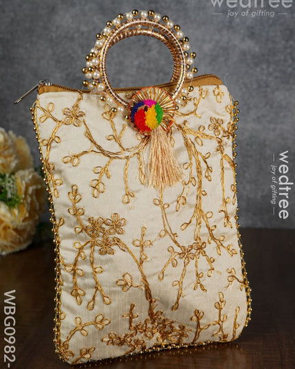 Return Gift Hand Bag With Pearl Handle - 9 Inch Wbg0982-2 Bags