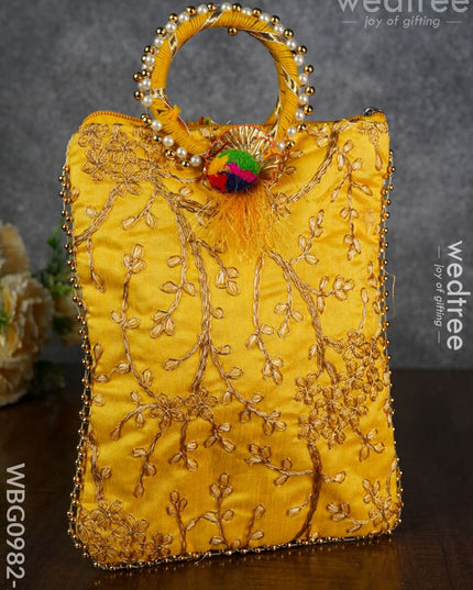 Return Gift Hand Bag With Pearl Handle - 9 Inch Wbg0982-2 Bags