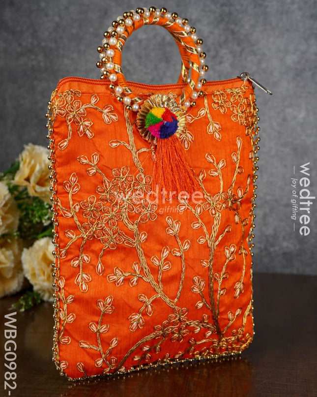 Return Gift Hand Bag With Pearl Handle - 9 Inch Wbg0982-2 Bags