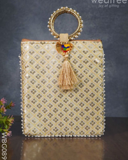 Return Gift Hand Bag With Pearl Handle - Wbg0894 Bags