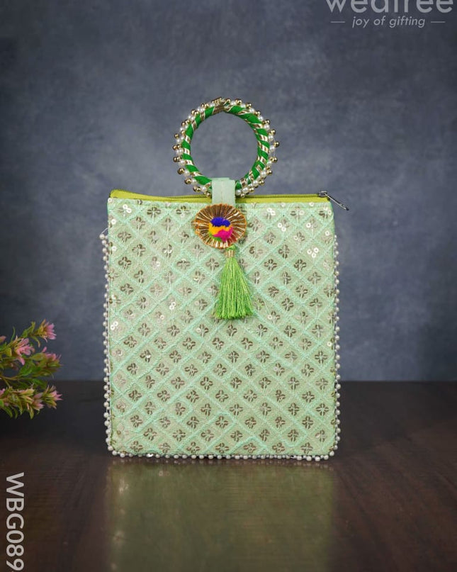 Return Gift Hand Bag With Pearl Handle - Wbg0894 Bags