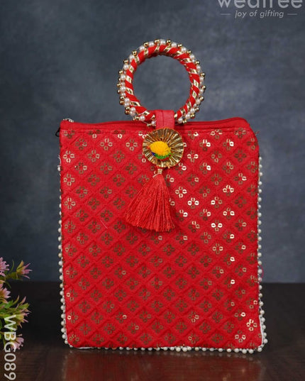 Return Gift Hand Bag With Pearl Handle - Wbg0894 Bags