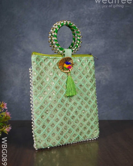 Return Gift Hand Bag With Pearl Handle - Wbg0894 Bags