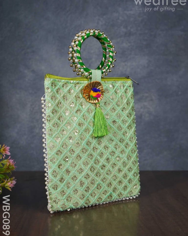 Return Gift Hand Bag With Pearl Handle - Wbg0894 Bags