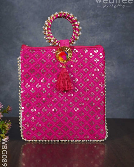 Return Gift Hand Bag With Pearl Handle - Wbg0894 Bags