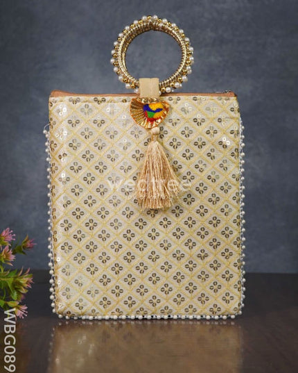 Return Gift Hand Bag With Pearl Handle - Wbg0894 Bags