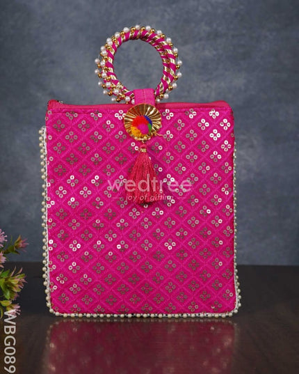 Return Gift Hand Bag With Pearl Handle - Wbg0894 Bags