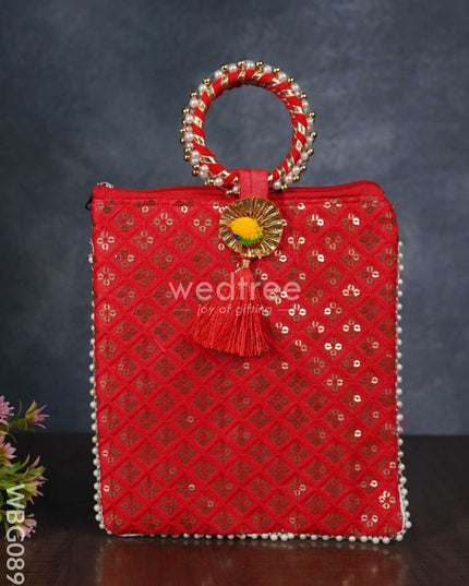 Return Gift Hand Bag With Pearl Handle - Wbg0894 Bags