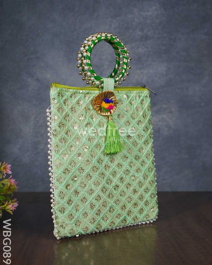 Return Gift Hand Bag With Pearl Handle - Wbg0894 Bags