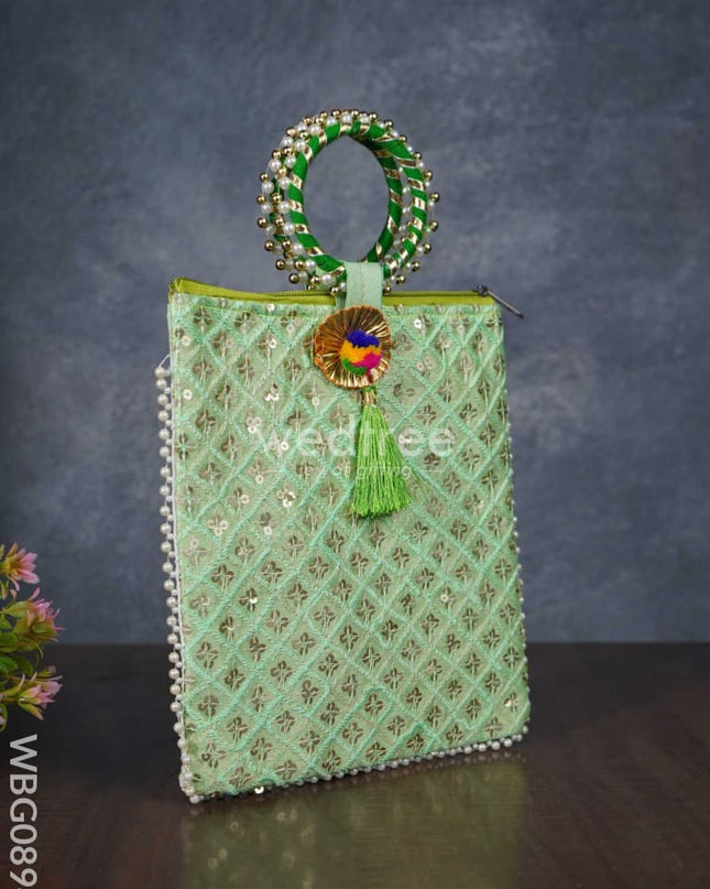 Return Gift Hand Bag With Pearl Handle - Wbg0894 Bags