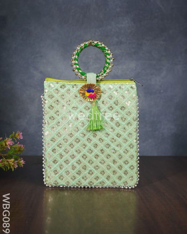 Return Gift Hand Bag With Pearl Handle - Wbg0894 Bags