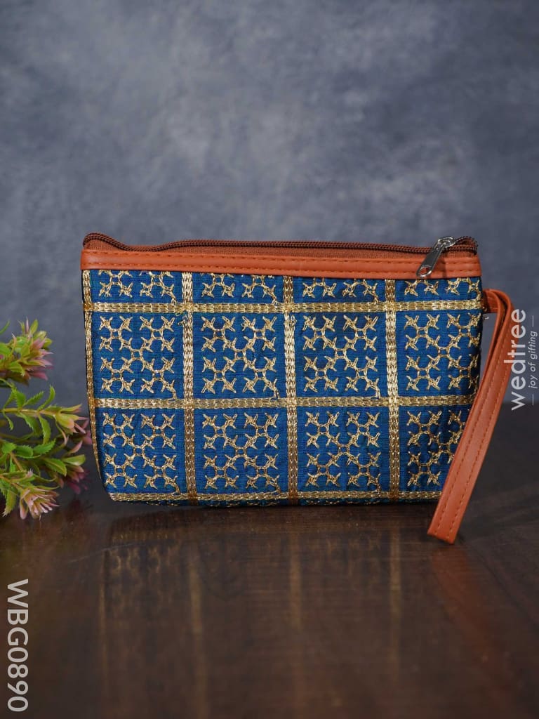 Return Gift Purse With Golden Embroidery And Faux Leather Handle - Wbg0890 Clutches & Purses