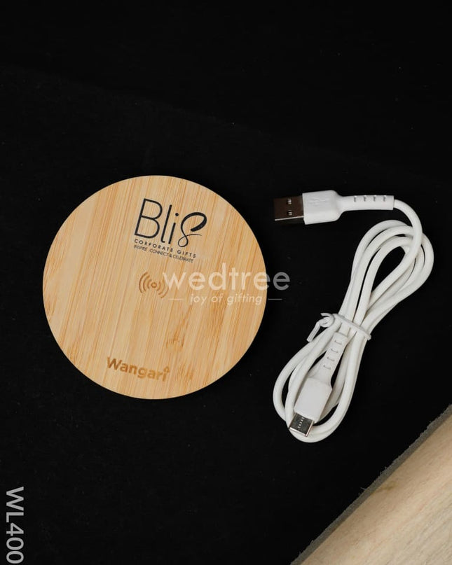 Round Bamboo Charger - 15W Wl4005 Personalised Gifts