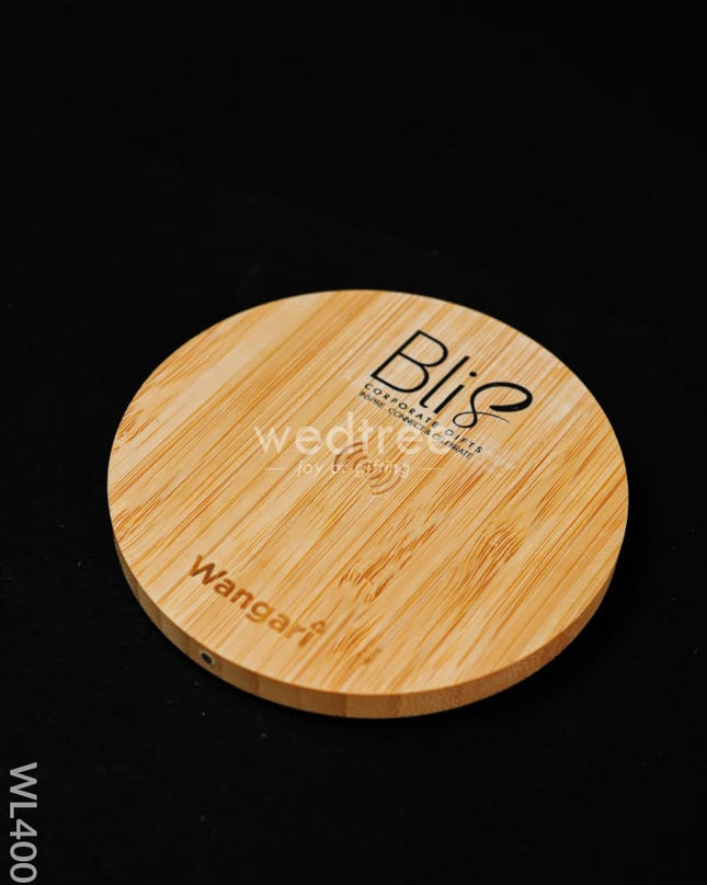 Round Bamboo Charger - 15W Wl4005 Personalised Gifts