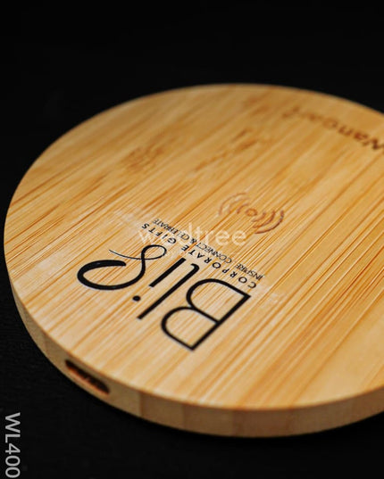 Round Bamboo Charger - 15W Wl4005 Personalised Gifts