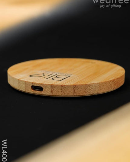 Round Bamboo Charger - 15W Wl4005 Personalised Gifts