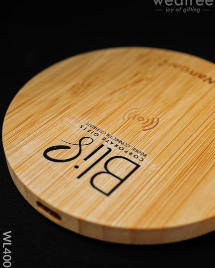 Round Bamboo Charger - 15W Wl4005 Personalised Gifts