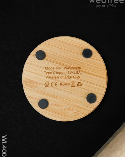 Round Bamboo Charger - 15W Wl4005 Personalised Gifts