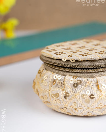 Round Embroidered Bangle Box - WBG1846 - Jewellery Holders RG