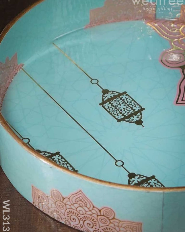 Digital Printed Round Peacock Tray - Wl3130 Wooden Trays