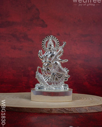 Saraswathi Murthi - Silver Finish - 4 inch - WBG1830-2 - Murti - RG