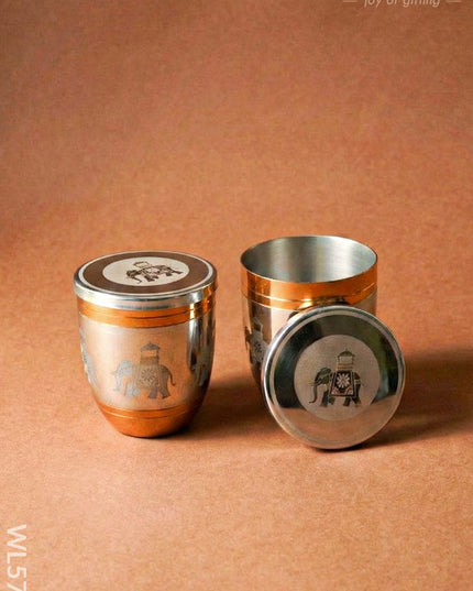 Set of 2 Glass with Lid - WL5704 - EPNS Gifts