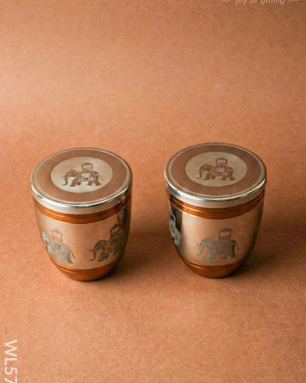 Set of 2 Glass with Lid - WL5704 - EPNS Gifts