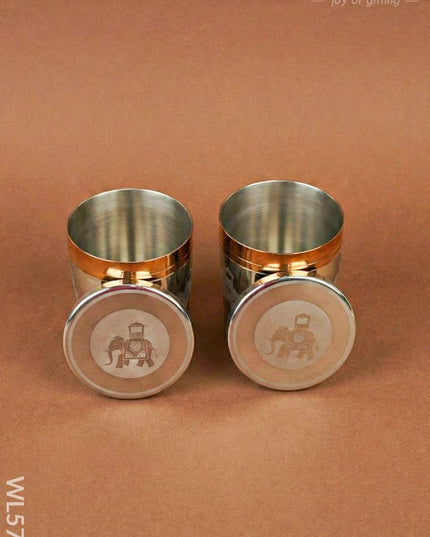 Set of 2 Glass with Lid - WL5704 - EPNS Gifts
